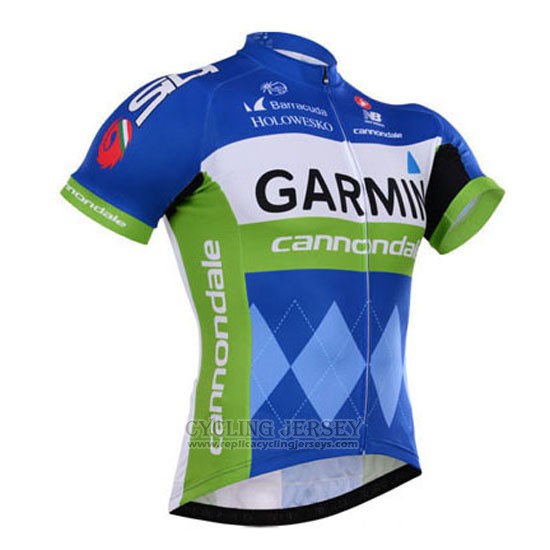 2015 Cycling Jersey Garmin Blue and White Short Sleeve and Bib Short